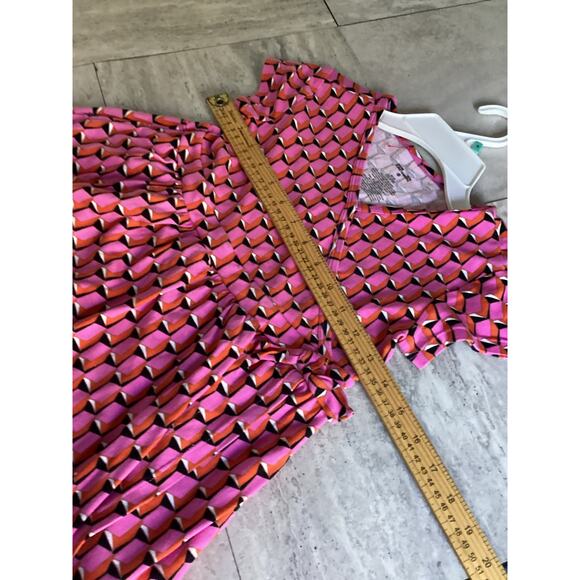 Diane Von Furstenberg DVF Target Short Sleeve Pink Modern Wrap Dress Medium - Picture 4 of 5